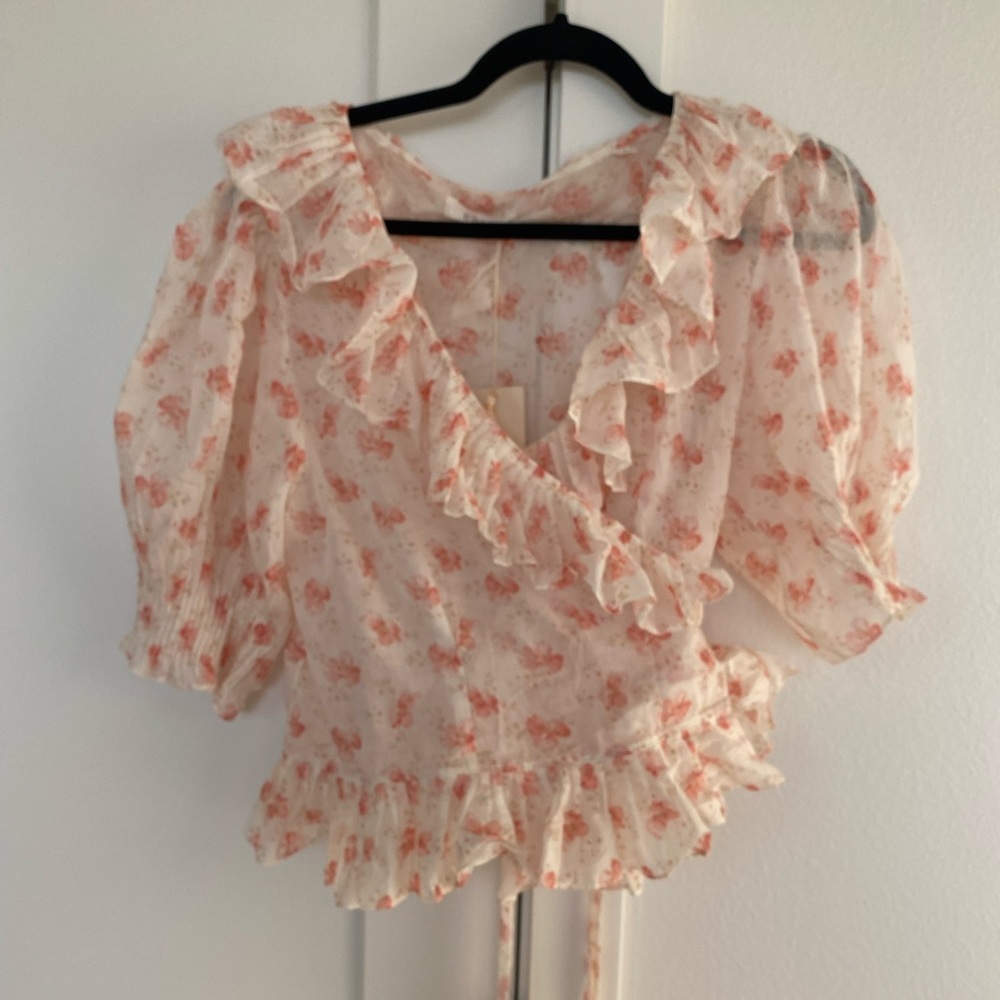 Doen Wrap blouse size L NWT